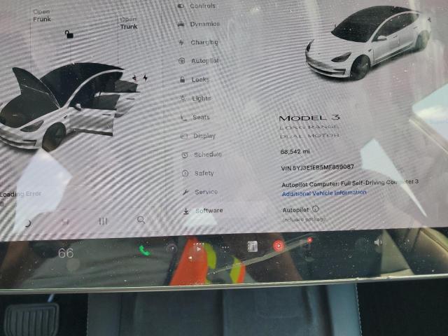 5YJ3E1EB5MF859087 - 2021 TESLA MODEL 3 WHITE photo 9