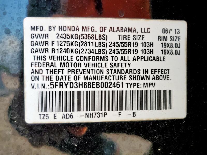 5FRYD3H88EB002461 - 2014 ACURA MDX ADVANCE BLACK photo 13