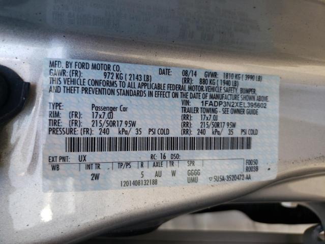 1FADP3N2XEL395602 - 2014 FORD FOCUS TITANIUM SILVER photo 12