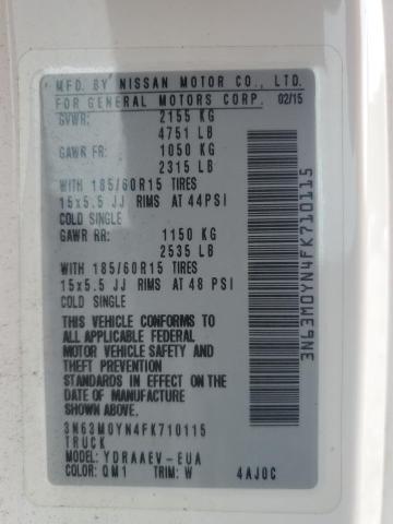 3N63M0YN4FK710115 - 2015 CHEVROLET CITY EXPRESS LS WHITE photo 13