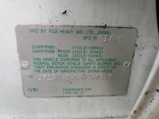 JF1SG65654H754268 - 2004 SUBARU FORESTER 2.5XS თეთრი ფოტო 12