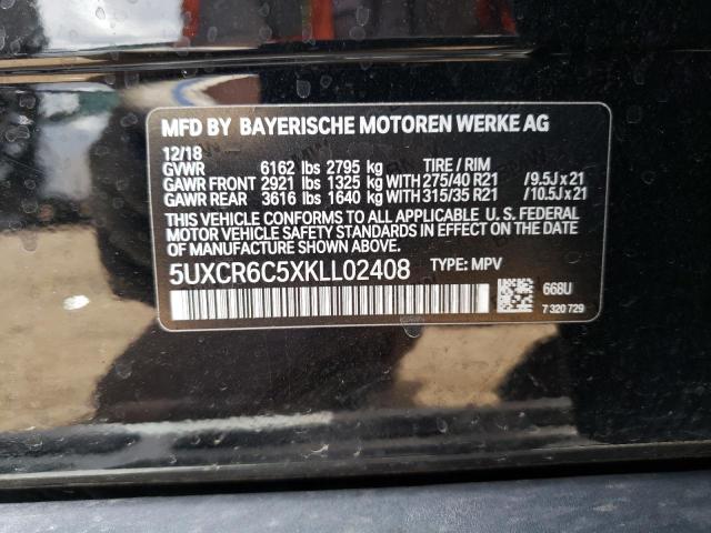 5UXCR6C5XKLL02408 - 2019 BMW X5 XDRIVE40I BLACK photo 12