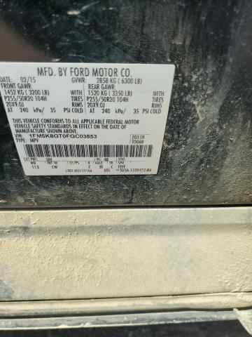 1FM5K8GT0FGC03853 - 2015 FORD EXPLORER SPORT 黑色 照片 13