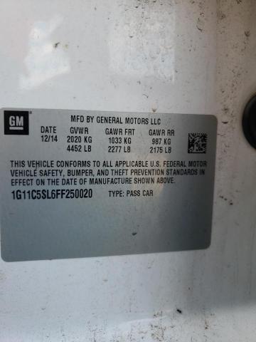 1G11C5SL6FF250020 - 2015 CHEVROLET MALIBU 1LT 白色 照片 12
