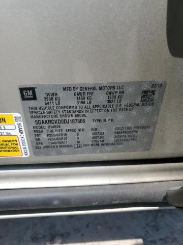 5GAKRCKD0DJ187306 - 2013 BUICK ENCLAVE TAN photo 13