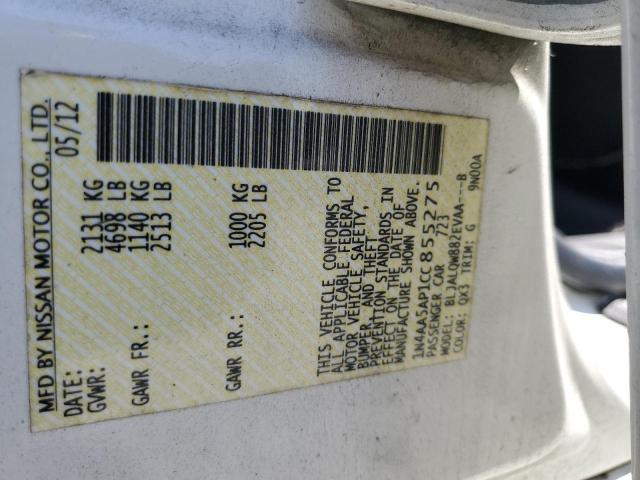 1N4AA5AP1CC855275 - 2012 NISSAN MAXIMA S WHITE photo 12