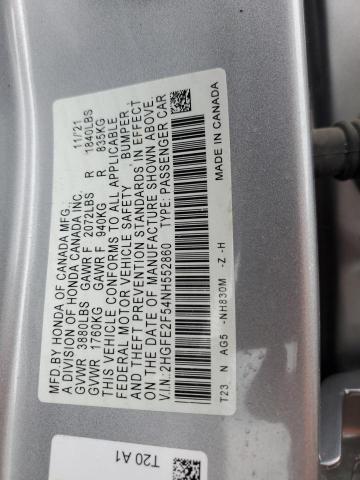 2HGFE2F54NH552860 - 2022 HONDA CIVIC SPORT SILVER photo 13