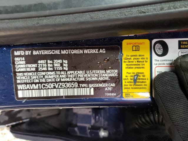 WBAVM1C50FVZ93659 - 2015 BMW X1 SDRIVE28I BLUE photo 14