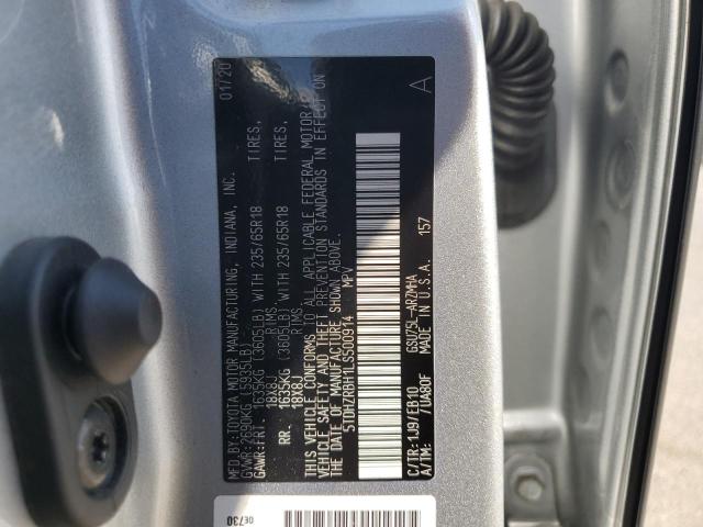 5TDHZRBH1LS500914 - 2020 TOYOTA HIGHLANDER XLE SILVER photo 14