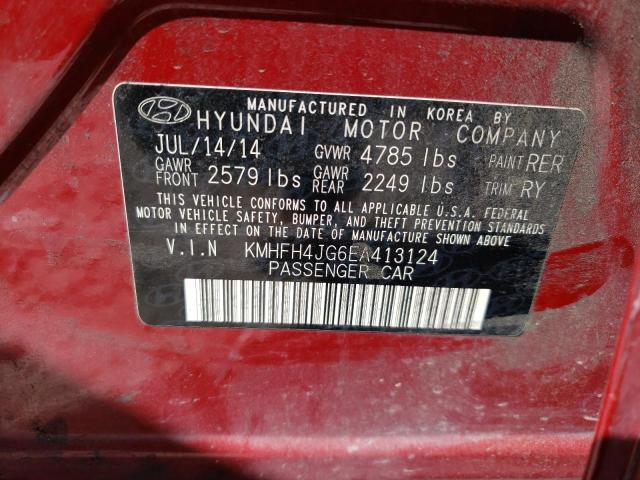 KMHFH4JG6EA413124 - 2014 HYUNDAI AZERA GLS RED photo 12