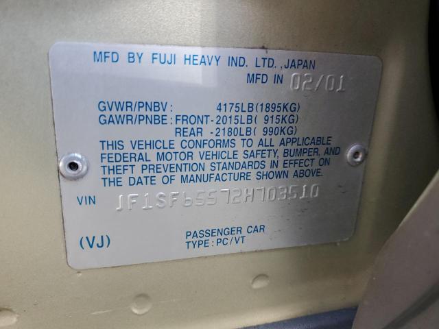 JF1SF65572H703510 - 2002 SUBARU FORESTER S GREEN photo 12