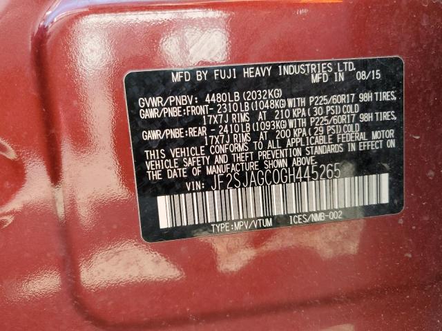 JF2SJAGC0GH445265 - 2016 SUBARU FORESTER 2.5I PREMIUM 红色 照片 14