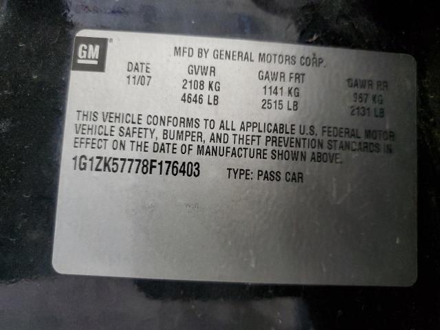 1G1ZK57778F176403 - 2008 CHEVROLET MALIBU LTZ 黑色 照片 12