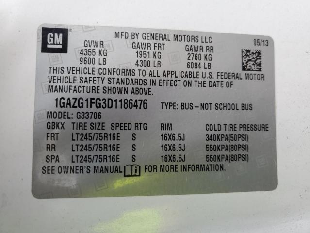 1GAZG1FG3D1186476 - 2013 CHEVROLET EXPRESS G3 LT WHITE photo 13