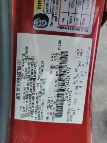 3LNHL2GCXAR640672 - 2010 LINCOLN MKZ RED photo 13