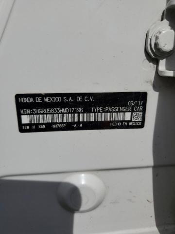3HGRU5833HM017196 - 2017 HONDA HR-V WHITE photo 12