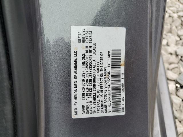 5FNRL6H93JB029886 - 2018 HONDA ODYSSEY ELITE GRAY photo 13