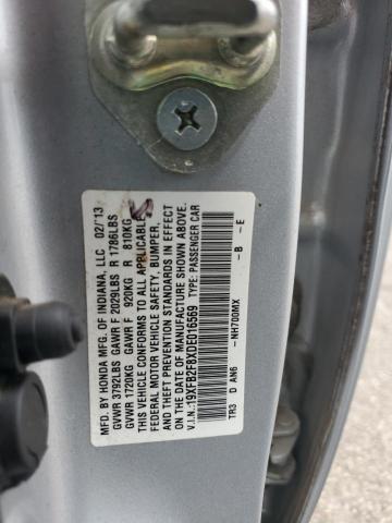 19XFB2F8XDE016569 - 2013 HONDA CIVIC EX SILVER photo 12