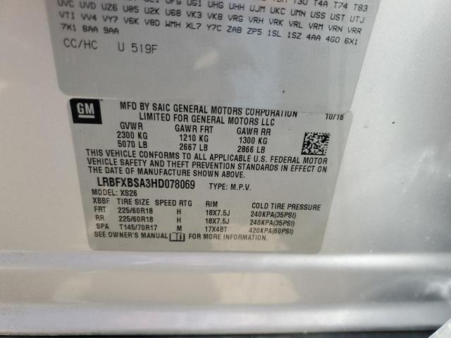 LRBFXBSA3HD078069 - 2017 BUICK ENVISION ESSENCE ვერცხლისფერი ფოტო 13