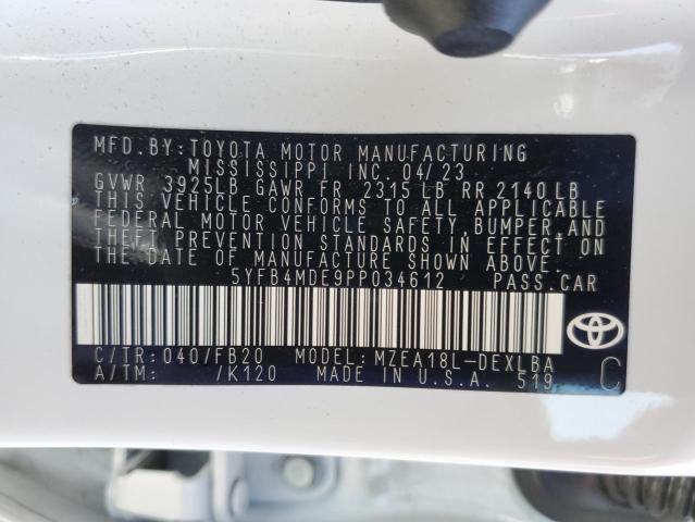 5YFB4MDE9PP034612 - 2023 TOYOTA COROLLA LE Blanc photo 12