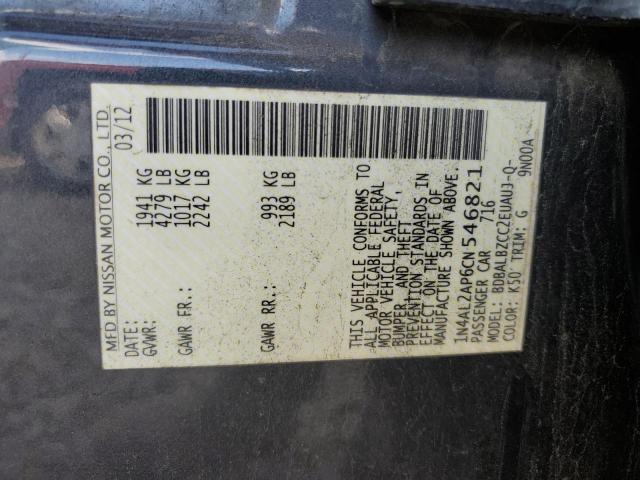 1N4AL2AP6CN546821 - 2012 NISSAN ALTIMA BASE GRAY photo 13