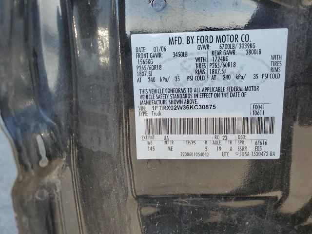 1FTRX02W36KC30875 - 2006 FORD F150 BLACK photo 12