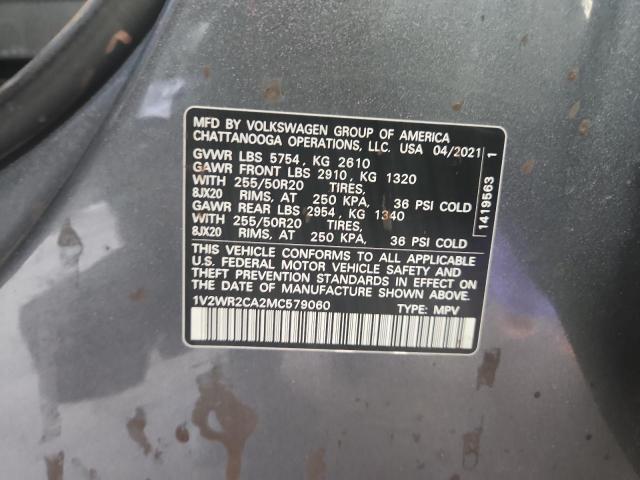 1V2WR2CA2MC579060 - 2021 VOLKSWAGEN ATLAS SE 灰色 照片 14