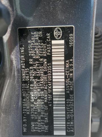 4T1BF1FK4FU093351 - 2015 TOYOTA CAMRY LE 灰色 照片 12