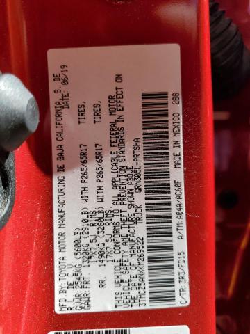 3TMCZ5ANXKM269522 - 2019 TOYOTA TACOMA DOUBLE CAB RED photo 12