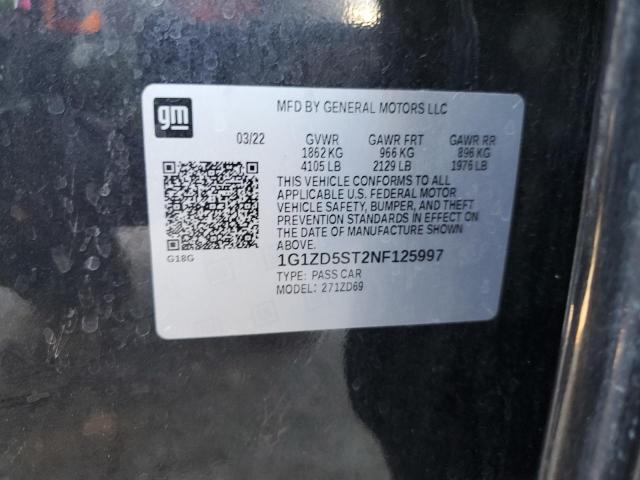 1G1ZD5ST2NF125997 - 2022 CHEVROLET MALIBU LT 石墨色 照片 13