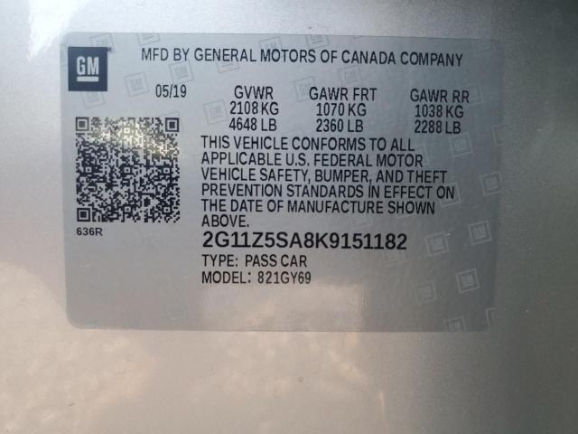 2G11Z5SA8K9151182 - 2019 CHEVROLET IMPALA LT SILVER photo 13