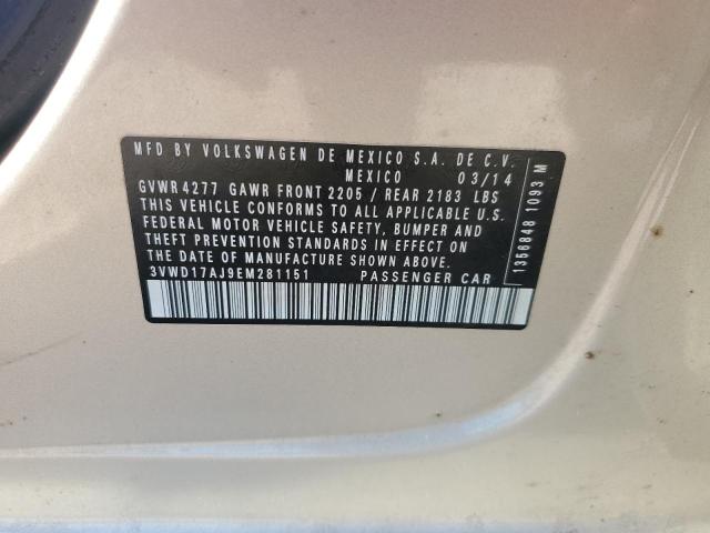 3VWD17AJ9EM281151 - 2014 VOLKSWAGEN JETTA SE Dorado foto 12