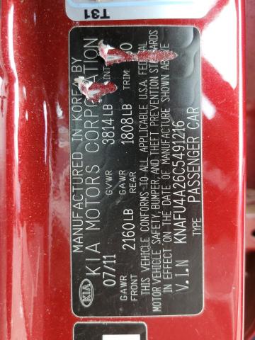 KNAFU4A26C5491216 - 2012 KIA FORTE EX Qırmızı foto 12