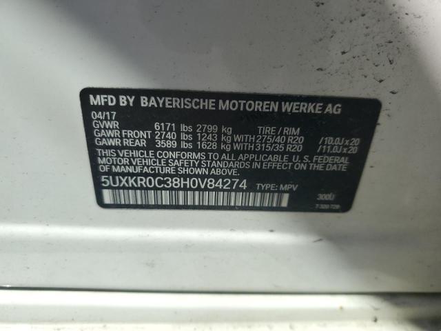 5UXKR0C38H0V84274 - 2017 BMW X5 XDRIVE35I Biały zdjęcie 12