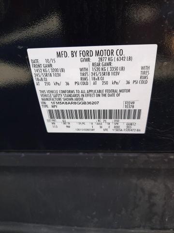 1FM5K8AR8GGB36207 - 2016 FORD EXPLORER POLICE INTERCEPTOR Qara foto 13