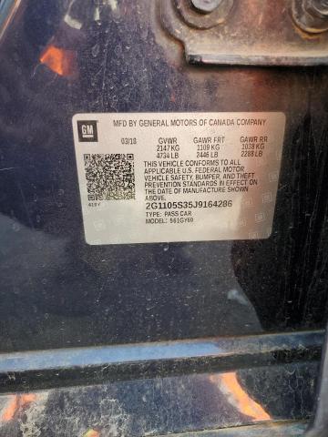 2G1105S35J9164286 - 2018 CHEVROLET IMPALA LT BLUE photo 13