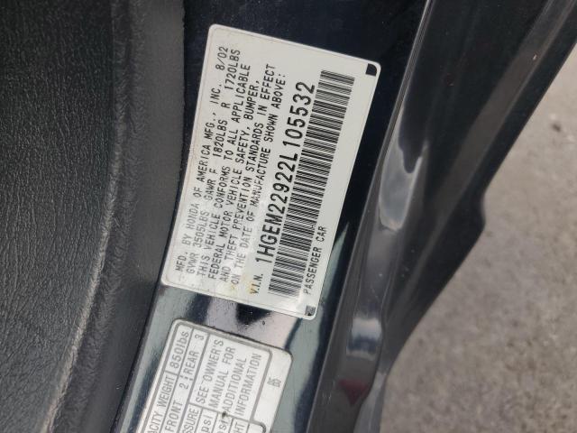 1HGEM22922L105532 - 2002 HONDA CIVIC EX BLACK photo 12