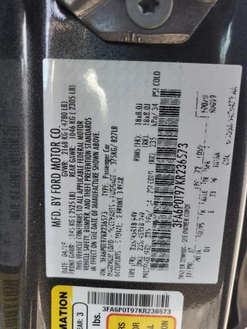 3FA6P0T97KR236573 - 2019 FORD FUSION SE CHARCOAL photo 13