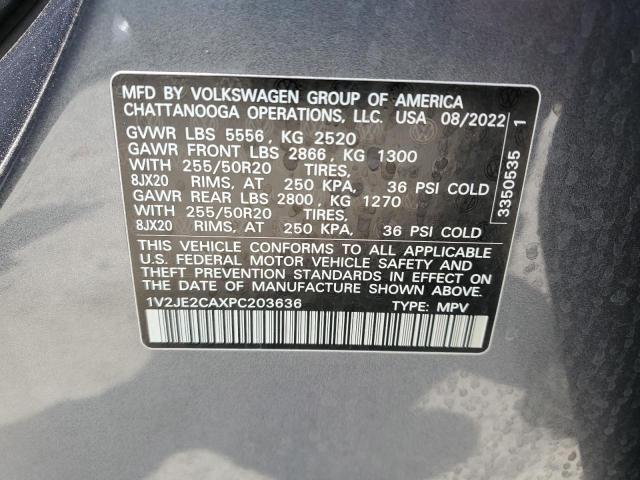 1V2JE2CAXPC203636 - 2023 VOLKSWAGEN ATLAS CROS SE Gri fotoğraf 13