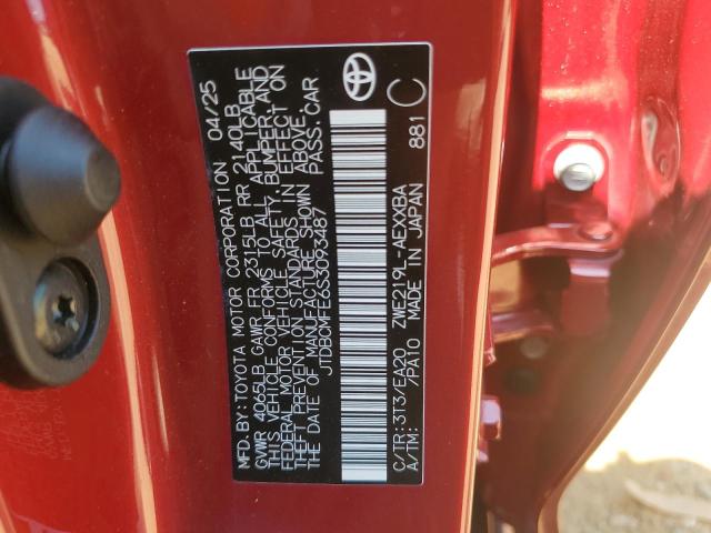 JTDBCMFE6S3093487 - 2025 TOYOTA COROLLA LE 栗色 照片 12