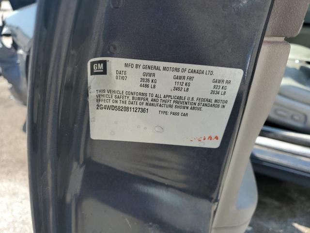 2G4WD582081127361 - 2008 BUICK LACROSSE CXL GRAY photo 12