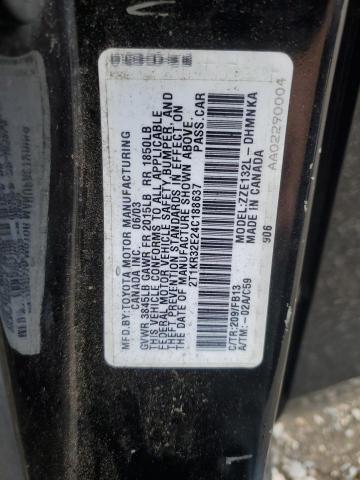 2T1KR32E24C188637 - 2004 TOYOTA COROLLA MATRIX XR BLACK photo 12