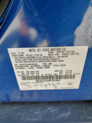 MAJ6S3JL6MC405062 - 2021 FORD ECOSPORT SES ლურჯი ფოტო 13