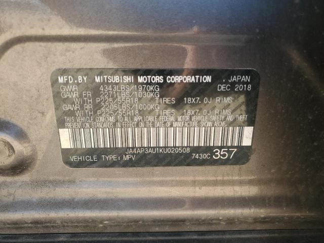 JA4AP3AU1KU020508 - 2019 MITSUBISHI OUTLANDER SPORT ES Szary zdjęcie 13