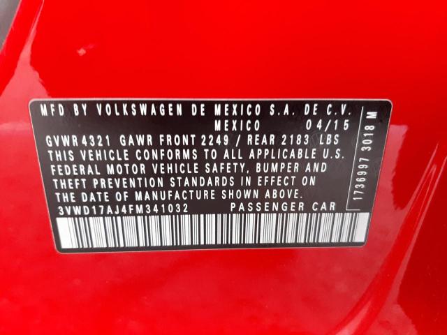 3VWD17AJ4FM341032 - 2015 VOLKSWAGEN JETTA SE RED photo 12