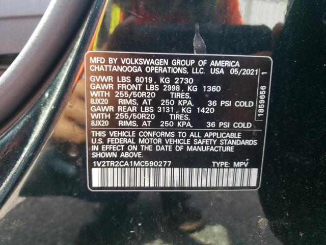 1V2TR2CA1MC590277 - 2021 VOLKSWAGEN ATLAS SEL PREMIUM أخضر صورة 13