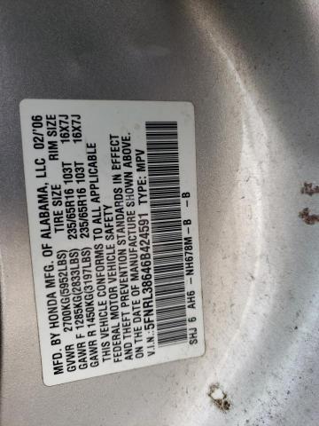 5FNRL38646B424591 - 2006 HONDA ODYSSEY EXL SILVER photo 14