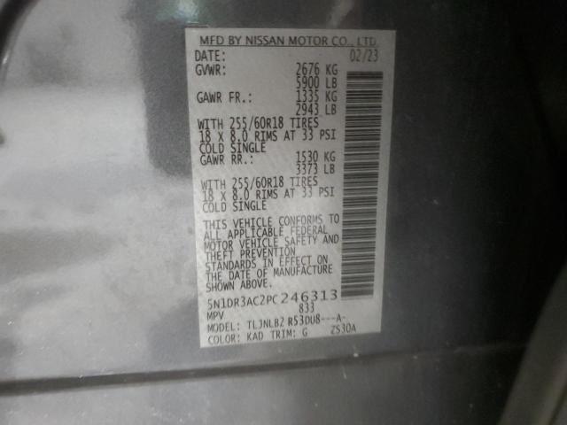 5N1DR3AC2PC246313 - 2023 NISSAN PATHFINDER S GRAY photo 14