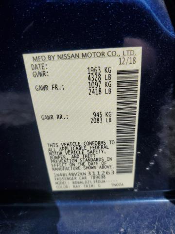 1N4BL4BV2KN311263 - 2019 NISSAN ALTIMA S 蓝色 照片 13