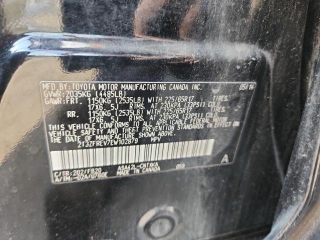 2T3ZFREV7EW102879 - 2014 TOYOTA RAV4 LE BLACK photo 12